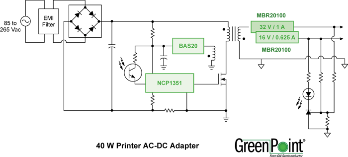 40 W Printer Power Adapter Reference Design