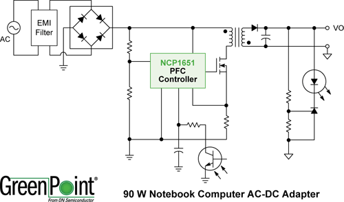 90 W Notebook Adapter AC-DC de diseño de referencia
