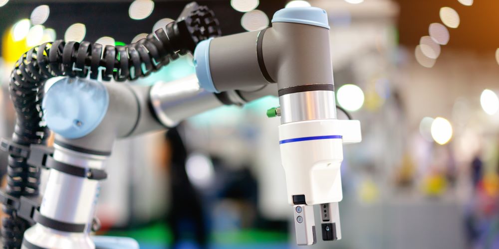 A close-up of a robotic arm