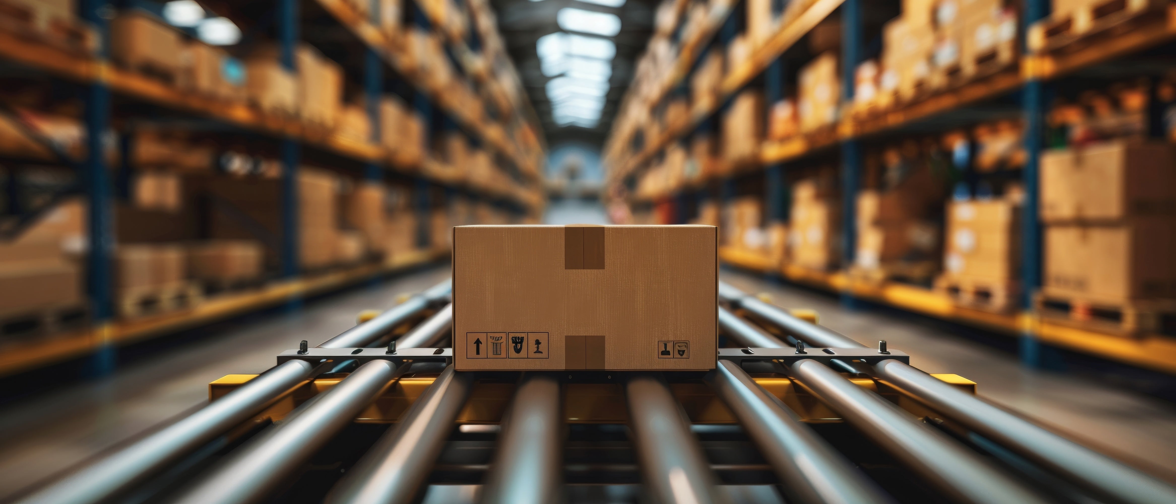 Cardboard box in a supplier's warehouse