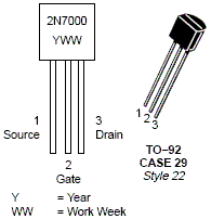 2N7000: N-Channel Enhancement Mode Field Effect Transistor 60V, 200mA, 5 Ω