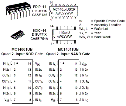 Mc14011bcp схема включения