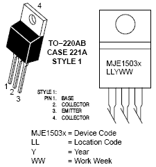 MJE15034G Transistor NPN bipolar 350V 4A 50W TO220AB 