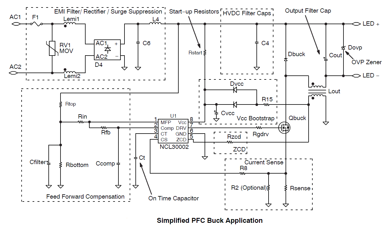 NCL30002: LED Driver, Offline Buck, Power Factor Corrected