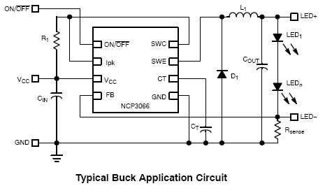 NCP3066: Buck / Boost / Inverting Regulator, Switching, Constant Current, 1.5 A, for HB-LEDs with Enable