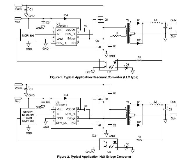 NCP5111 Power MOSFET / IGBT Driver, Single Input, HalfBridge