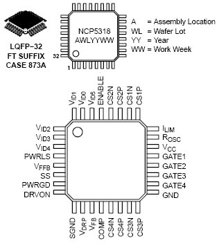 NCP5318: Two/Three/Four-Phase Buck CPU Controller