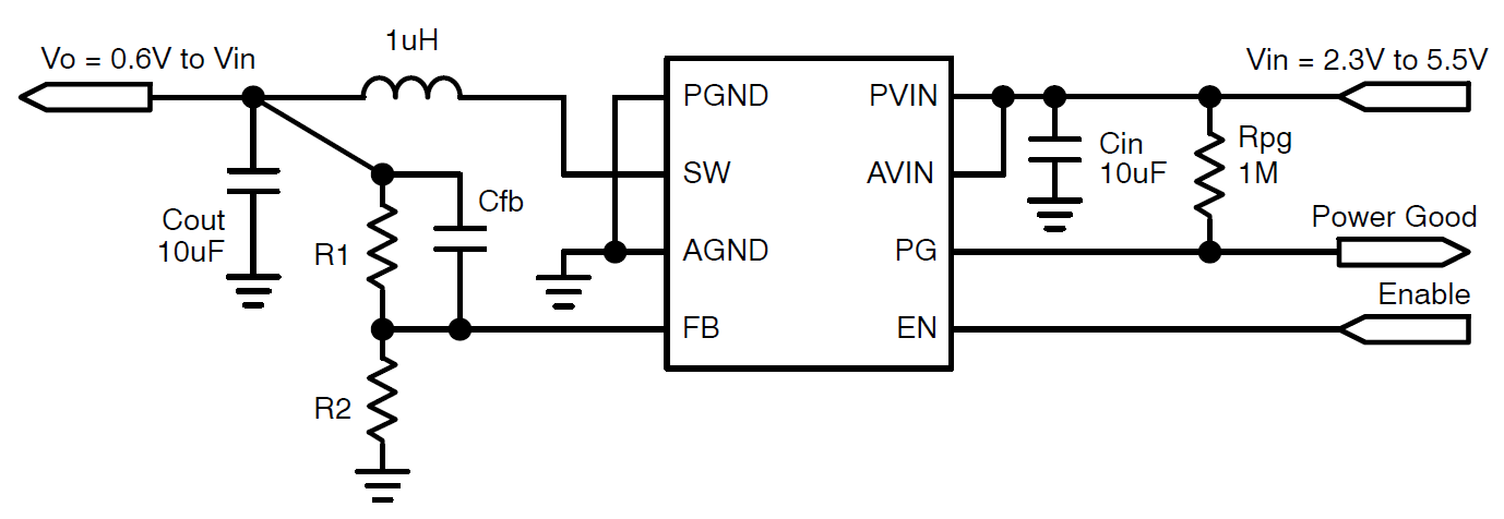 NCP6354: Sychronous Buck Converter, PWM, 3.0 MHz, 2.0 A, with Power Good