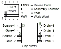 Ntmd6n03 Power Mosfet 30v 6a 32 Mohm Dual N Channel So 8