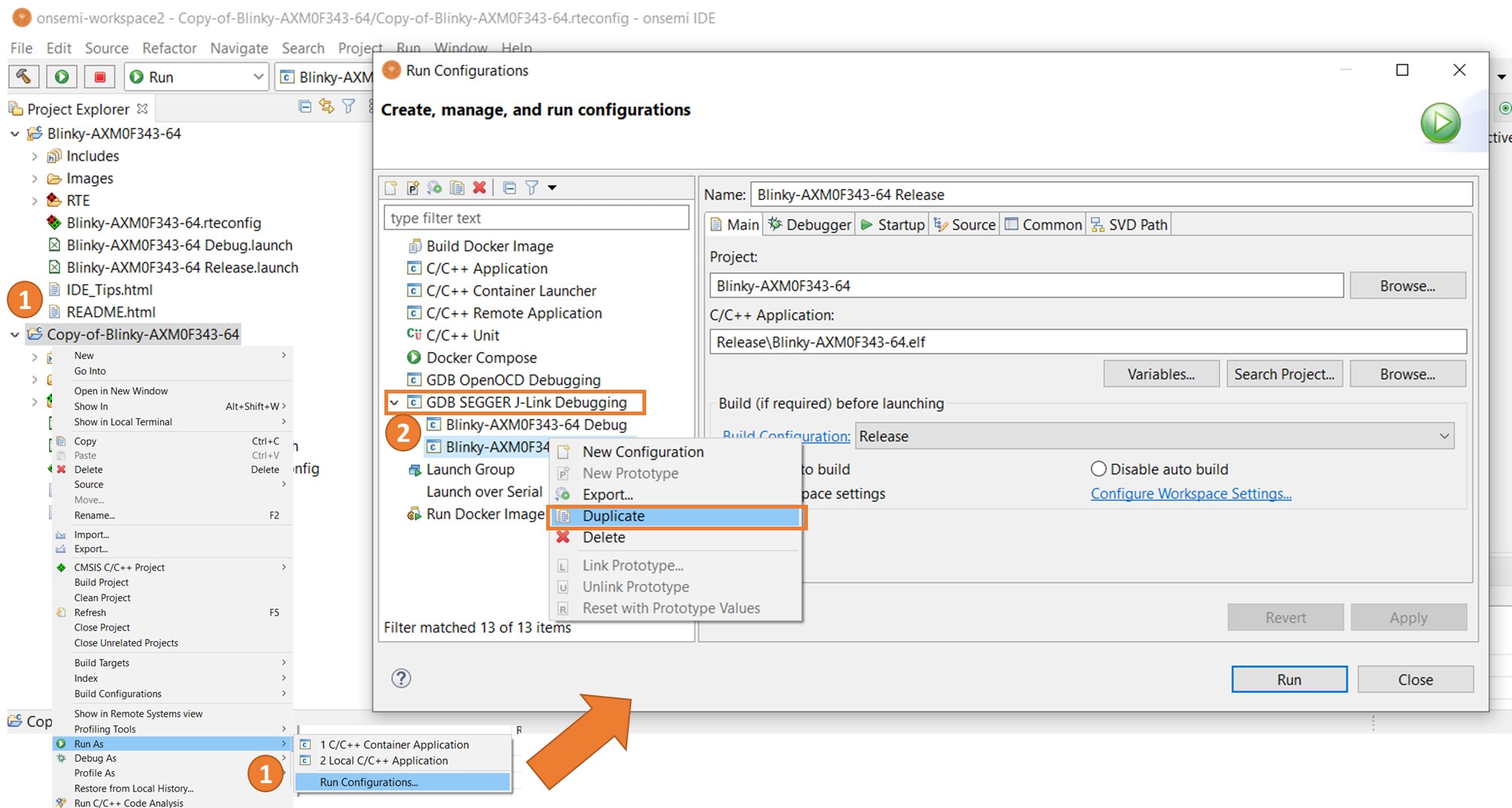 FAQ Renaming projects from the AXM0F343 CMSIS Pack within Onsemi IDE