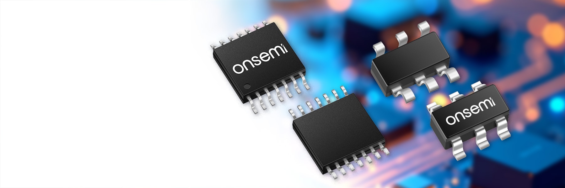 Illustration of onsemi amplifiers and comparators highlighting high speed, high accuracy signal processing with low noise, wide bandwidth, and reliable operation in harsh environments.