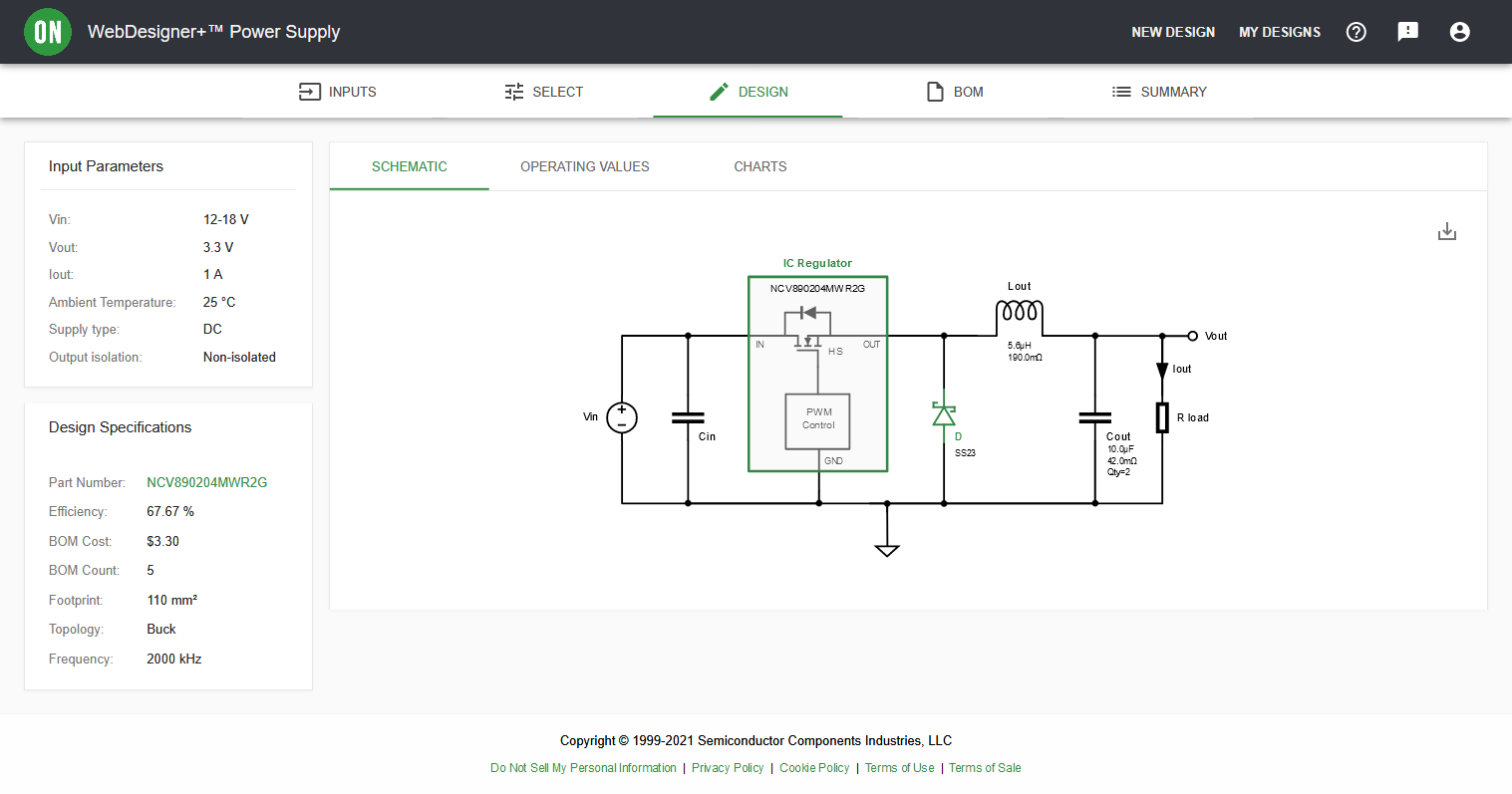 WebDesigner+ Power Supply Design Tool